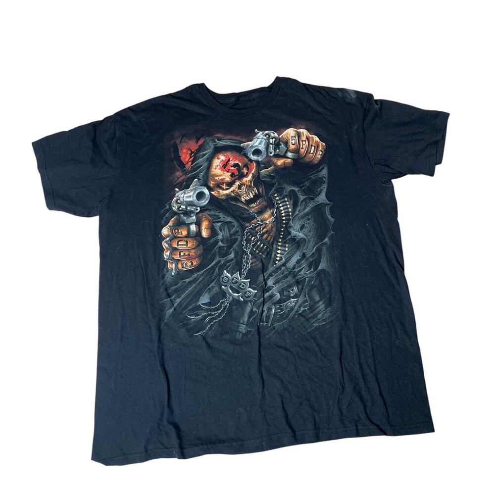 Five Finger Death Punch Men T-Shirt 2XL Black Tour 2018 Skeleton Graphic 2 GUNS